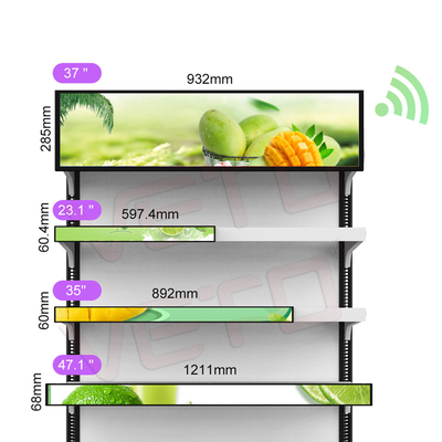 23.1 inch Custom Size Strip Ultra Wide Bar LCD Screen Reclame Display Voor planken
