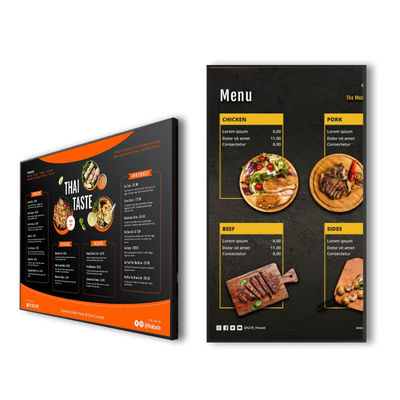 Kwaliteit VETO Touchscreen Menubord Ultra Smalle Randen Frameloze Digitale Signage Voor Winkel fabriek